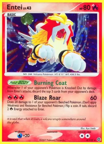 Entei 4/132 Secret Wonders Pokemon card