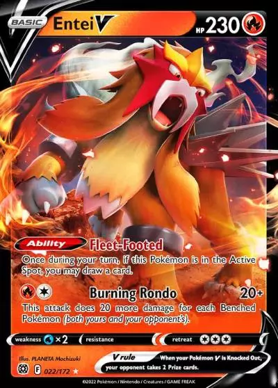 Entei V 22/172 Brilliant Stars Pokemon card