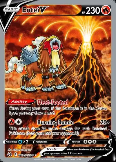 Entei V GG36/70 Crown Zenith Galarian Gallery Pokemon card