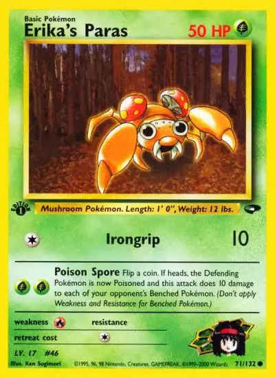 Erika's Paras 71/132 Gym Challenge Pokemon card