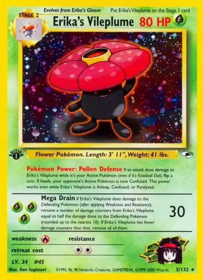Erika's Vileplume 5/132 Gym Heroes Pokemon card