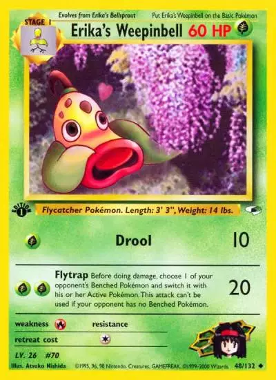Erika's Weepinbell 48/132 Gym Heroes Pokemon card