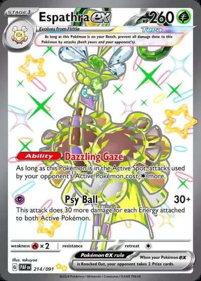 Espathra ex 214/91 Paldean Fates Pokemon card