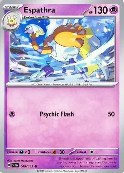 Espathra 69/142 Stellar Crown Pokemon card