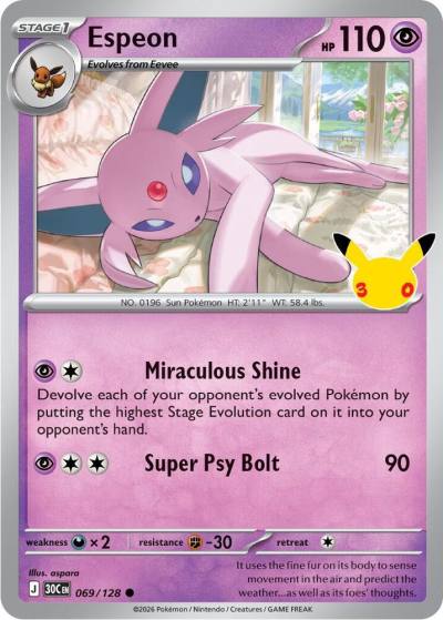 Espeon 69/128 30th Celebration Pokemon card