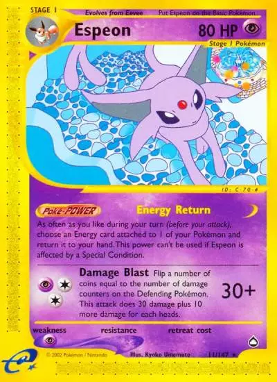 Espeon 11/147 Aquapolis Pokemon card