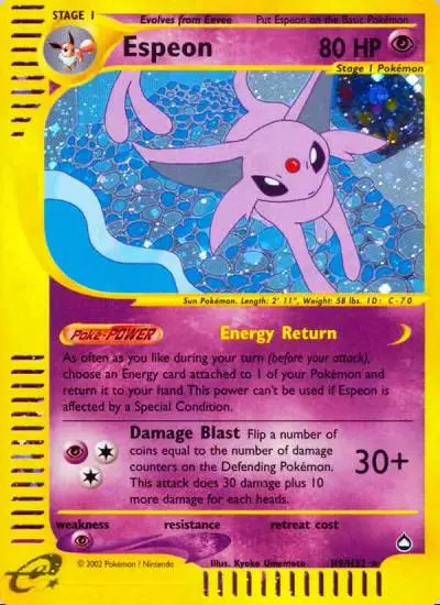 Espeon H9/147 Aquapolis Pokemon card