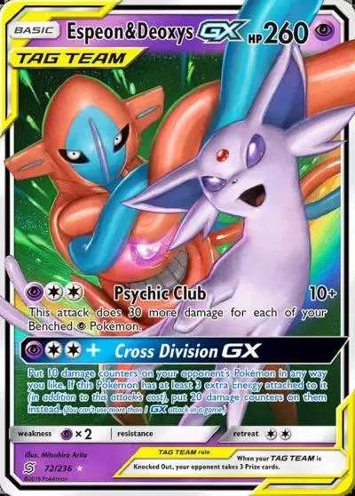 Espeon & Deoxys-GX 72/236 Unified Minds Pokemon card