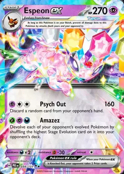 Espeon ex 34/131 Prismatic Evolutions Pokemon card