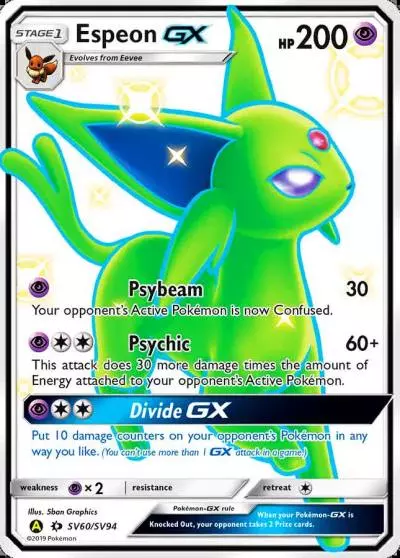 Espeon-GX SV60/94 Hidden Fates Shiny Vault Pokemon card