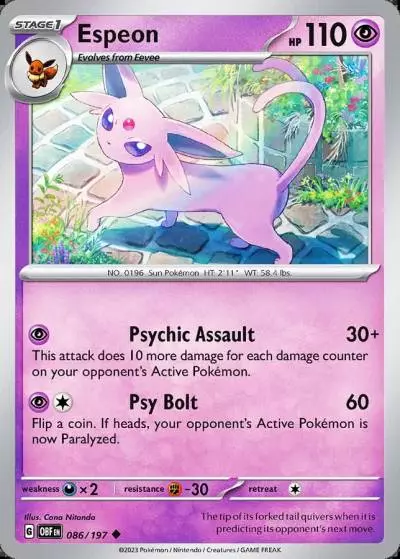 Espeon 86/197 Obsidian Flames Pokemon card