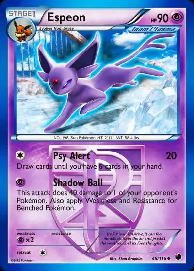 Espeon 48/116 Plasma Freeze Pokemon card