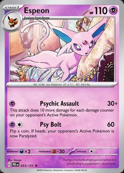 Espeon 33/131 Prismatic Evolutions Pokemon card