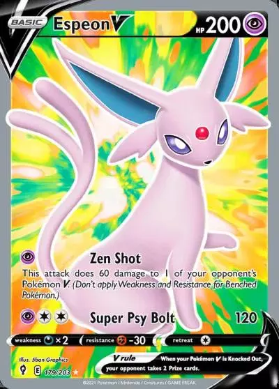 Espeon V 179/203 Evolving Skies Pokemon card
