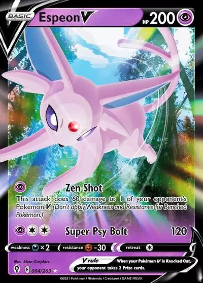 Espeon V 64/203 Evolving Skies Pokemon card