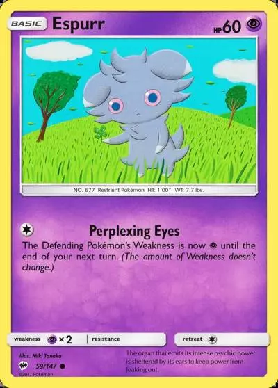 Espurr 59/147 Burning Shadows Pokemon card