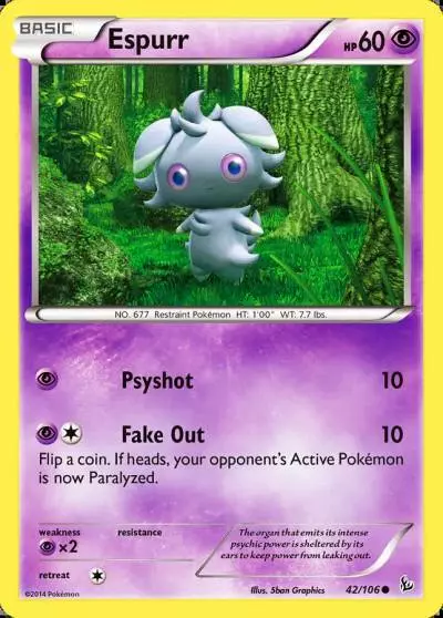 Espurr 42/106 Flashfire Pokemon card