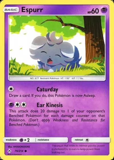 Espurr 79/214 Unbroken Bonds Pokemon card