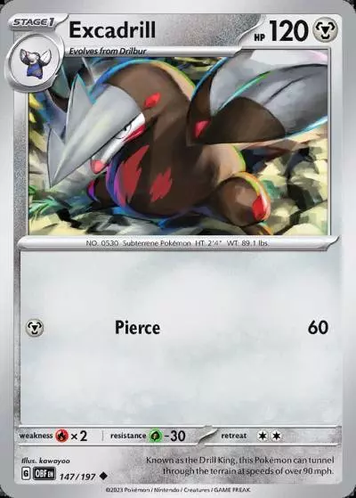 Excadrill 147/197 Obsidian Flames Pokemon card