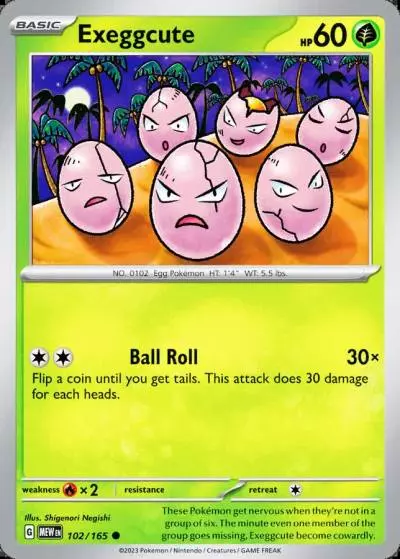 Exeggcute 102/165 151 Pokemon card