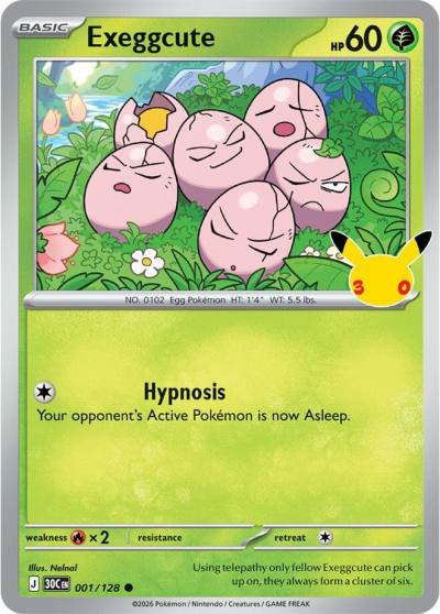 Exeggcute 1/128 30th Celebration Pokemon card