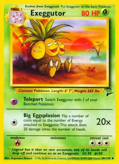 Exeggutor 39/130 Base Set 2 Pokemon card