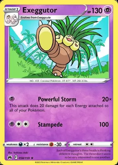 Exeggutor 58/159 Crown Zenith Pokemon card