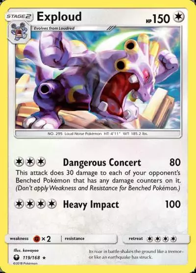 Exploud 119/168 Celestial Storm Pokemon card