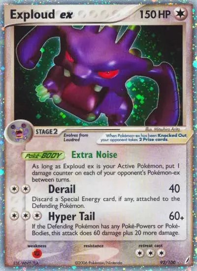 Exploud ex 92/100 Crystal Guardians Pokemon card