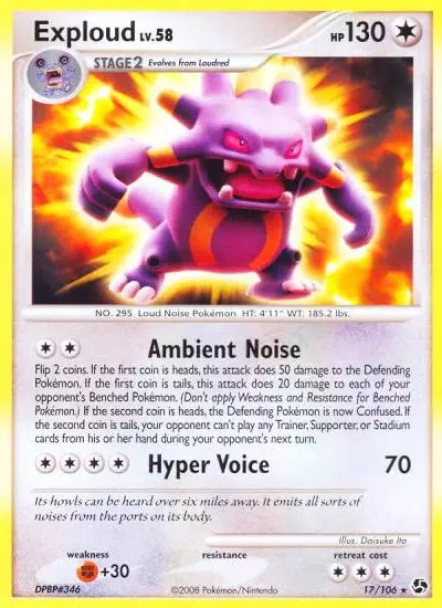 Exploud 17/106 Great Encounters Pokemon card