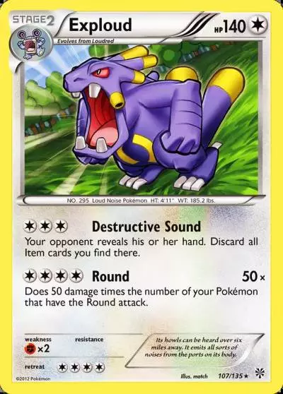Exploud 107/135 Plasma Storm Pokemon card