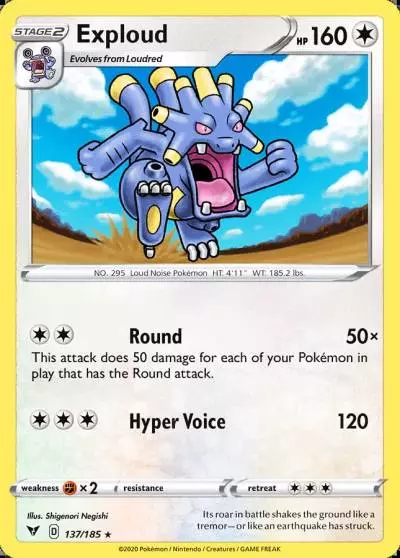 Exploud 137/185 Vivid Voltage Pokemon card