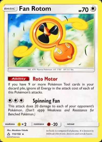 Fan Rotom 110/156 Ultra Prism Pokemon card