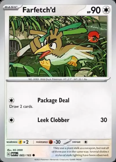 Farfetch'd 83/165 151 Pokemon card