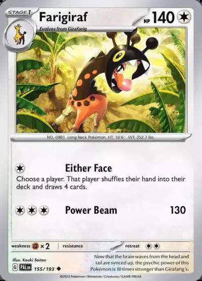 Farigiraf 155/193 Paldea Evolved Pokemon card