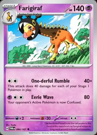Farigiraf 84/167 Twilight Masquerade Pokemon card