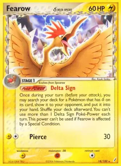 Fearow δ 18/100 Crystal Guardians Pokemon card