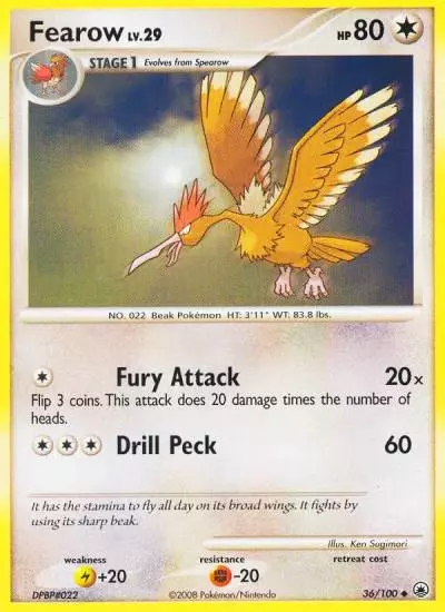 Fearow 36/100 Majestic Dawn Pokemon card