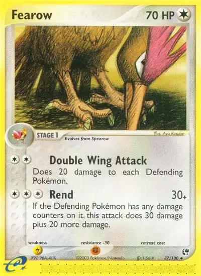 Fearow 37/100 Sandstorm Pokemon card