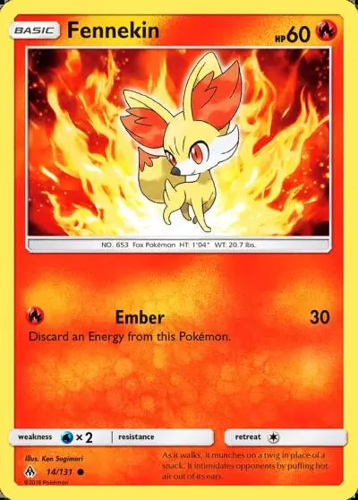 Fennekin 14/131 Forbidden Light Pokemon card