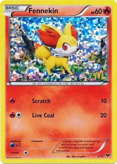 Fennekin 3/12 McDonald's Collection 2014 Pokemon card
