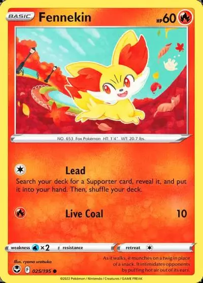 Fennekin 25/195 Silver Tempest Pokemon card