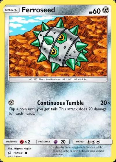 Ferroseed 102/181 Team Up Pokemon card