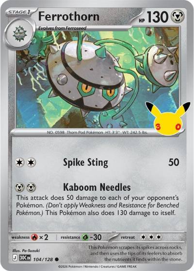 Ferrothorn 104/128 30th Celebration Pokemon card