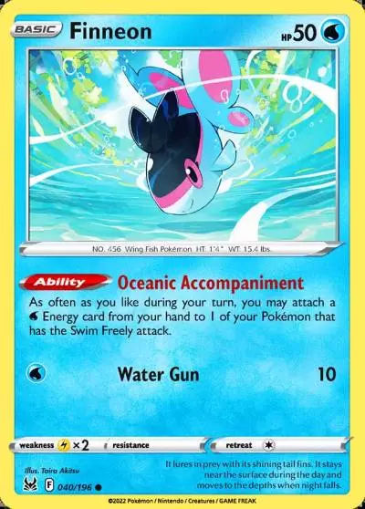 Finneon 40/196 Lost Origin Pokemon card