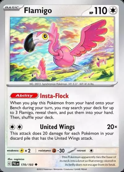 Flamigo 170/193 Paldea Evolved Pokemon card