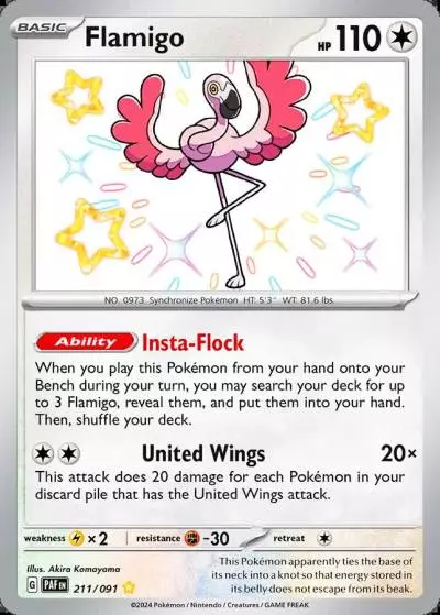 Flamigo 211/91 Paldean Fates Pokemon card