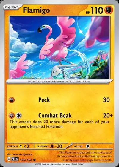 Flamigo 106/182 Paradox Rift Pokemon card