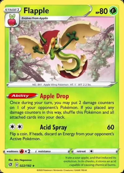 Flapple 22/192 Rebel Clash Pokemon card