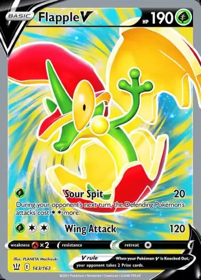 Flapple V 143/163 Battle Styles Pokemon card